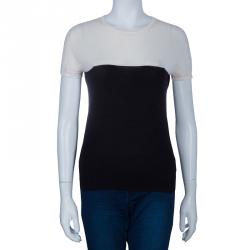 Pre Owned Gucci Colorblock Cashmere Top M
