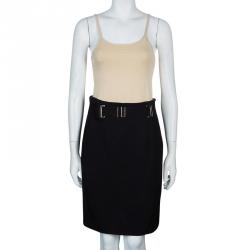 Pre Owned Gucci Black Belted Skirt M
