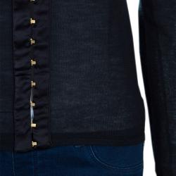 Pre Owned Gucci Black Hook Detail Cardigan S