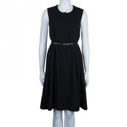 Gucci Black Belted A Line Dress L