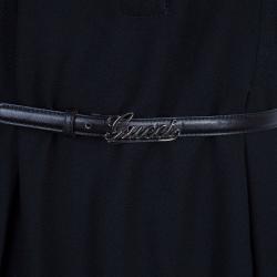Gucci Black Belted A Line Dress L