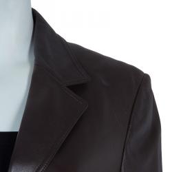 Pre Owned Gucci Brown Leather Jacket L