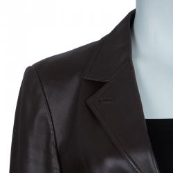 Pre Owned Gucci Brown Leather Jacket L