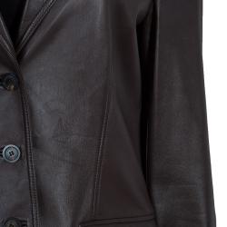 Pre Owned Gucci Brown Leather Jacket L