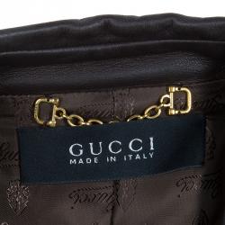 Pre Owned Gucci Brown Leather Jacket L