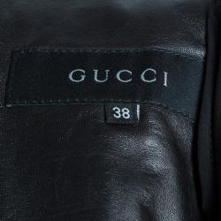 Pre Owned Gucci Black Leather Jacket M