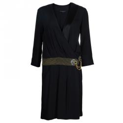 Gucci Black Gold Belted Dress M