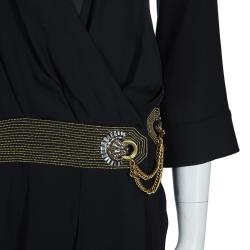 Gucci Black Gold Belted Dress M