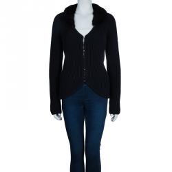 Pre Owned Gucci Black Wool Fur Cardigan XL