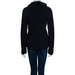 Pre Owned Gucci Black Wool Fur Cardigan XL