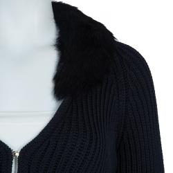 Pre Owned Gucci Black Wool Fur Cardigan XL