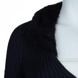 Pre Owned Gucci Black Wool Fur Cardigan XL