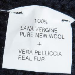 Pre Owned Gucci Black Wool Fur Cardigan XL