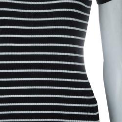 Pre Owned Gucci Monochrome Striped Ribbed Knit Top XS