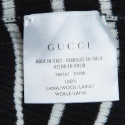 Pre Owned Gucci Monochrome Striped Ribbed Knit Top XS