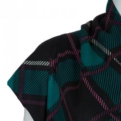 Gucci Multicolor Checked Wool Scarf Neck Detail Dress S