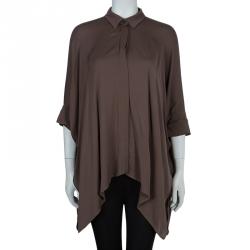 Pre Owned Gucci Brown Button Down Long Sleeve Blouse S