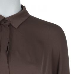 Pre Owned Gucci Brown Button Down Long Sleeve Blouse S