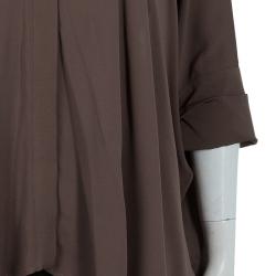 Pre Owned Gucci Brown Button Down Long Sleeve Blouse S