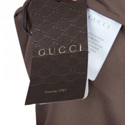 Pre Owned Gucci Brown Button Down Long Sleeve Blouse S