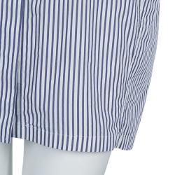 Pre Owned فستان غوتشي مخطط بحزام وأزرار أمامية بلا أكمام S