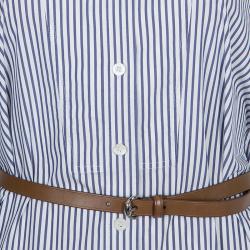 Pre Owned فستان غوتشي مخطط بحزام وأزرار أمامية بلا أكمام S