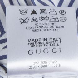 Pre Owned فستان غوتشي مخطط بحزام وأزرار أمامية بلا أكمام S