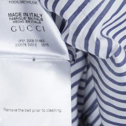 Pre Owned فستان غوتشي مخطط بحزام وأزرار أمامية بلا أكمام S