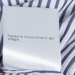 Pre Owned فستان غوتشي مخطط بحزام وأزرار أمامية بلا أكمام S