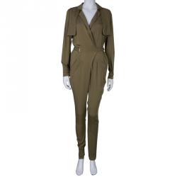 Gucci Olive Green Silk Jumpsuit XS