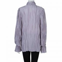 مملوكة مسبقًا بلوزة غوتشي بنفسجي مكشكشة بربطة عنق وأكمام طويلة مقاس M