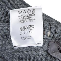 Pre Owned Gucci Grey Camel Wool Fox Fur Trim Zip Front Sweater S