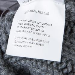 Pre Owned Gucci Grey Camel Wool Fox Fur Trim Zip Front Sweater S