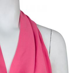Gucci Pink Cowl Neck Slit Detail Sleeveless Silk Gown S