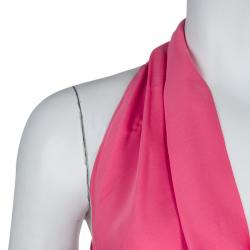 Gucci Pink Cowl Neck Slit Detail Sleeveless Silk Gown S