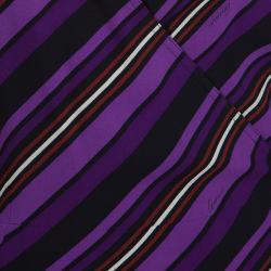 Gucci Purple Striped Silk Long Sleeve Wrap Dress S