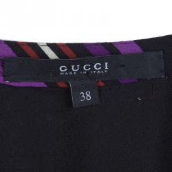 Gucci Purple Striped Silk Long Sleeve Wrap Dress S