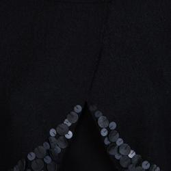 Gucci Black Wool Circular Leather Trim Detail Bolero Jacket S