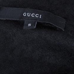 Gucci Black Wool Circular Leather Trim Detail Bolero Jacket S