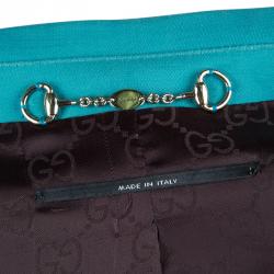 Pre Owned Gucci Turquoise Blue Zip Front Short Jacket S