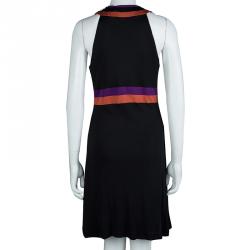 Pre Owned Gucci Black Knit Colorblock Sleeveless Dress M