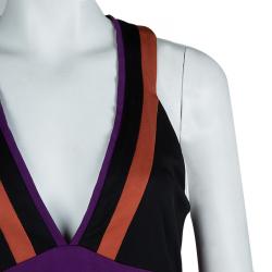 Pre Owned Gucci Black Knit Colorblock Sleeveless Dress M