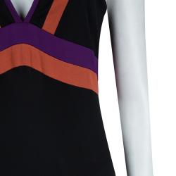 Pre Owned Gucci Black Knit Colorblock Sleeveless Dress M