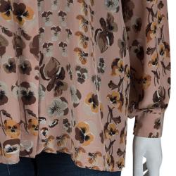 مملوكة مسبقًا قميص غوتشي حرير وردي فاتح مورد بأكمام طويلة وأزرار أمامية M