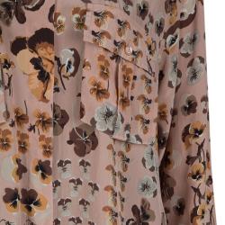 مملوكة مسبقًا قميص غوتشي حرير وردي فاتح مورد بأكمام طويلة وأزرار أمامية M