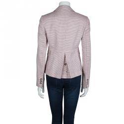 Pre Owned Gucci Red and White Patterned Blazer M