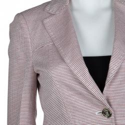 Pre Owned Gucci Red and White Patterned Blazer M