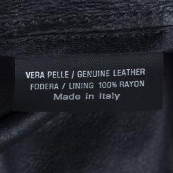 Pre Owned Gucci Black Leather Long Belted Overcoat M