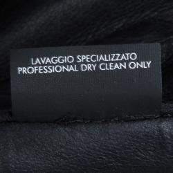 Pre Owned Gucci Black Leather Long Belted Overcoat M