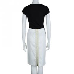Pre Owned Gucci White Monogrammed Zip Detail Pencil Skirt S